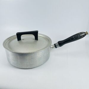 Wear-Ever Vintage Aluminum Sauce Pan Pot Wooden Handle USA No. 712 1/2 With LID
